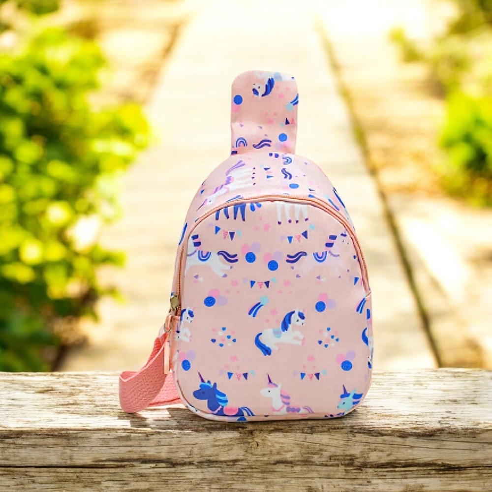 NWT PINK, purple, white, blue- Unicorn Crossbody Sling Bag Purse Back Pack.  NEW